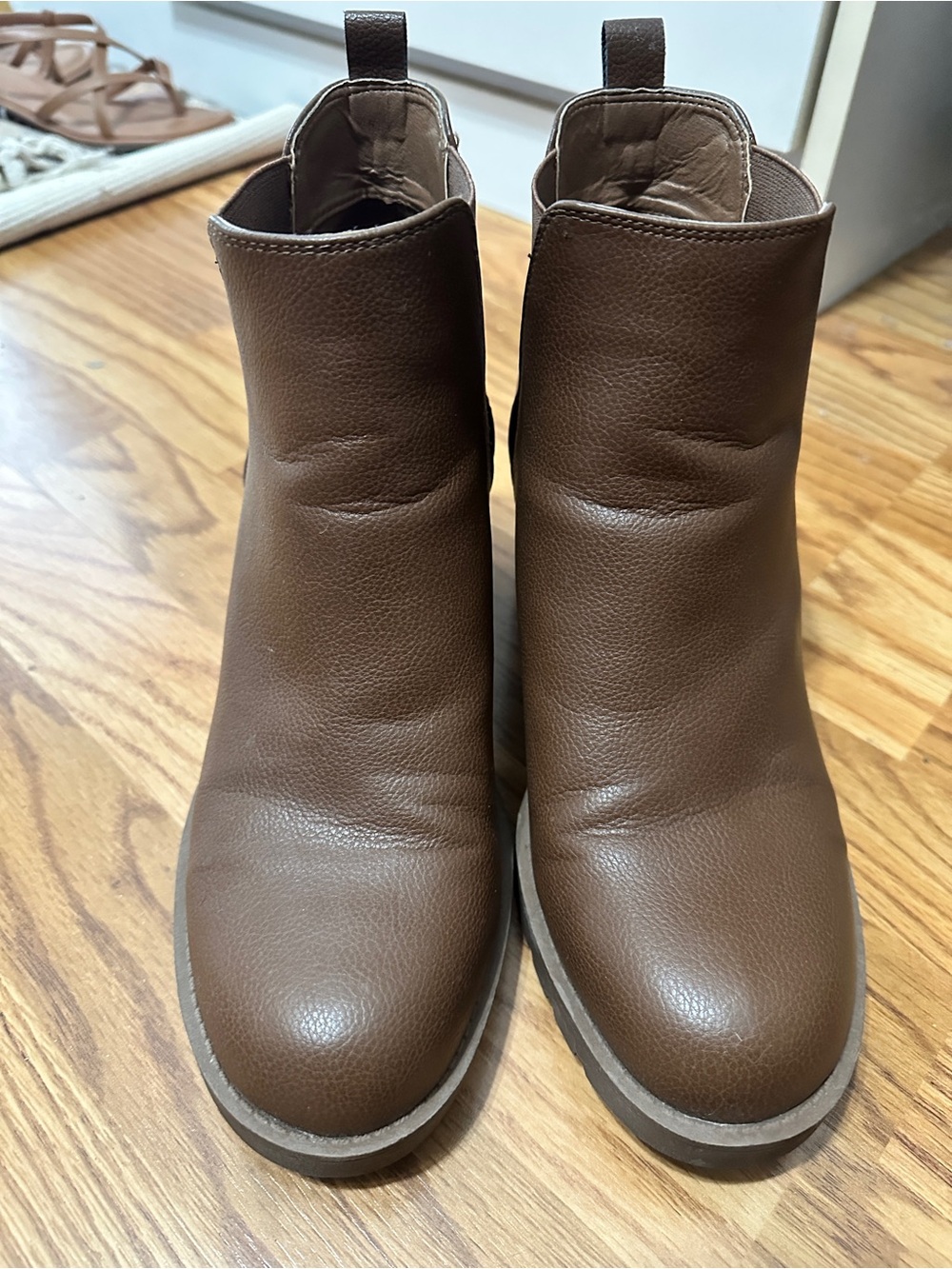 Xappeal Brown Leather Slip-On Ankle Booties